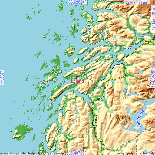 Topographic map of Leland