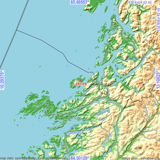 Topographic map of Leknes