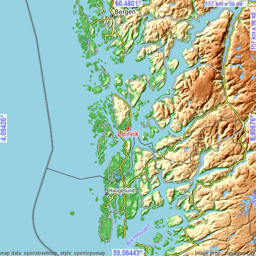 Topographic map of Leirvik