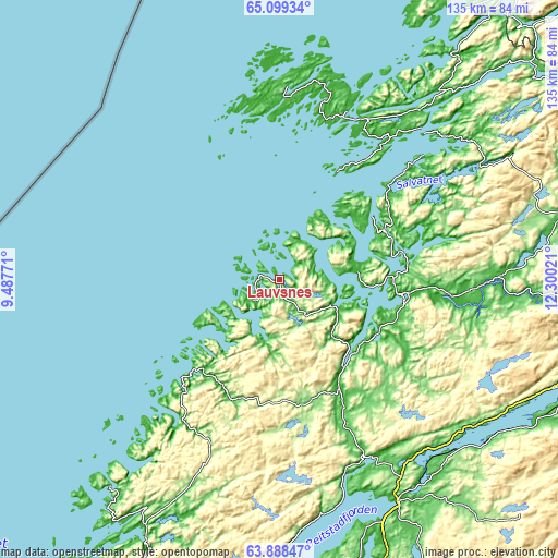 Topographic map of Lauvsnes