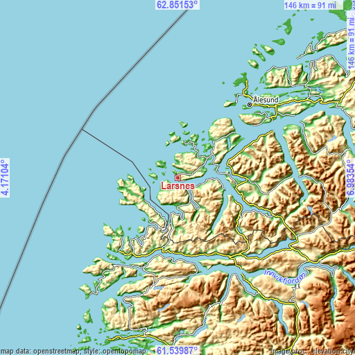 Topographic map of Larsnes