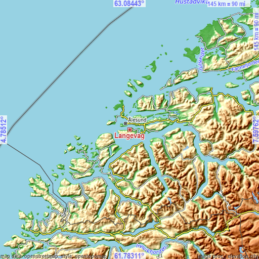 Topographic map of Langevåg