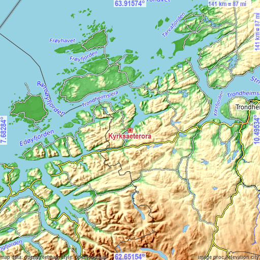 Topographic map of Kyrksæterøra