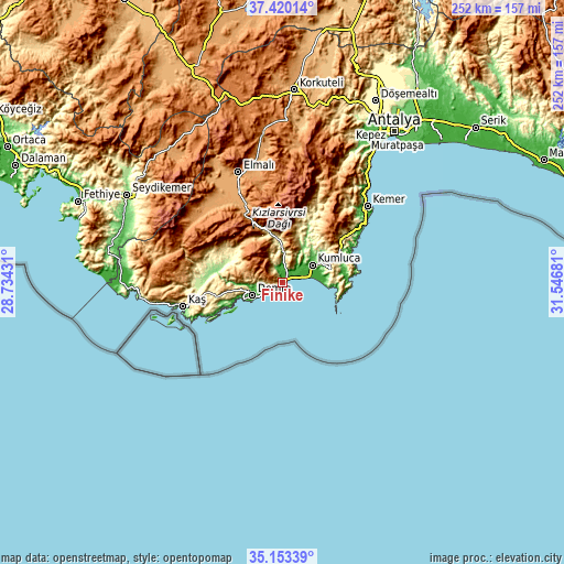 Topographic map of Finike