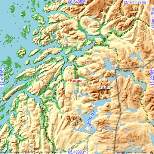 Topographic map of Korgen