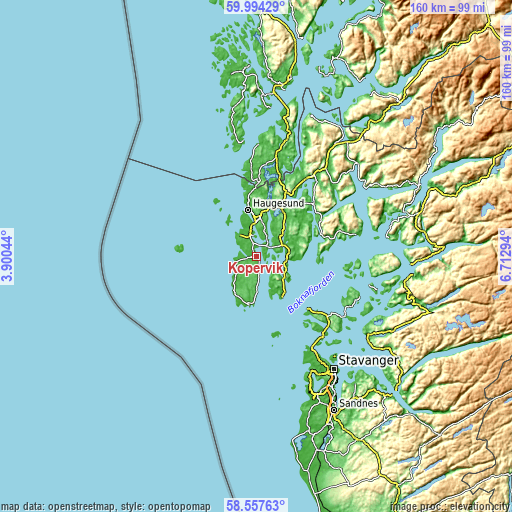 Topographic map of Kopervik