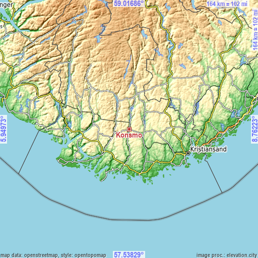 Topographic map of Konsmo