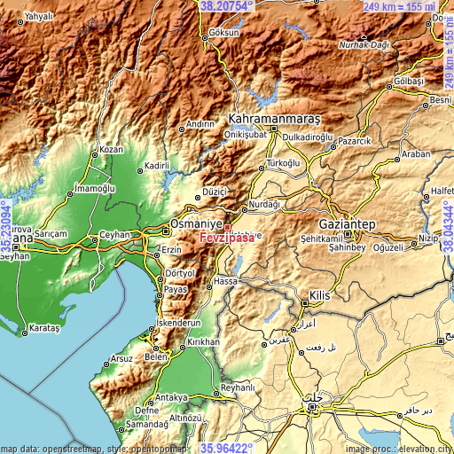 Topographic map of Fevzipaşa