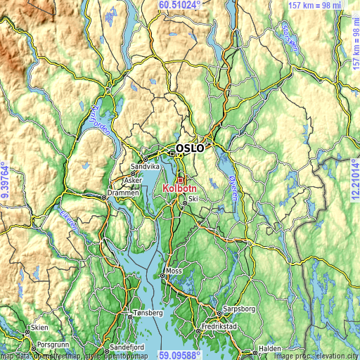 Topographic map of Kolbotn