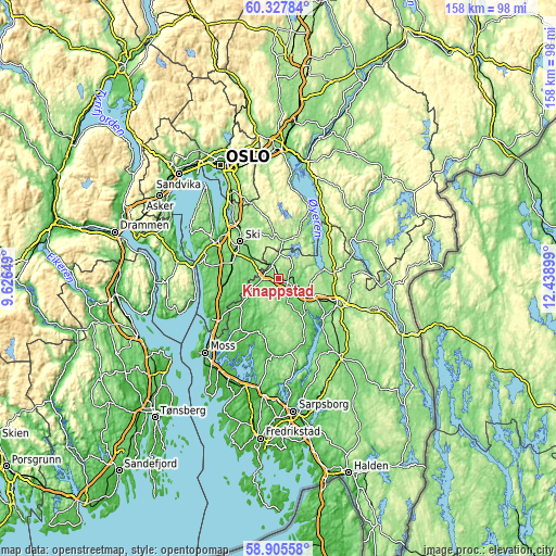 Topographic map of Knappstad