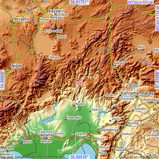 Topographic map of Feke