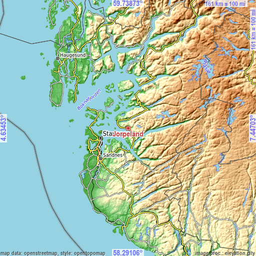 Topographic map of Jørpeland