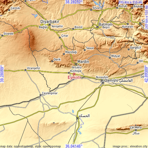 Topographic map of Eymirli