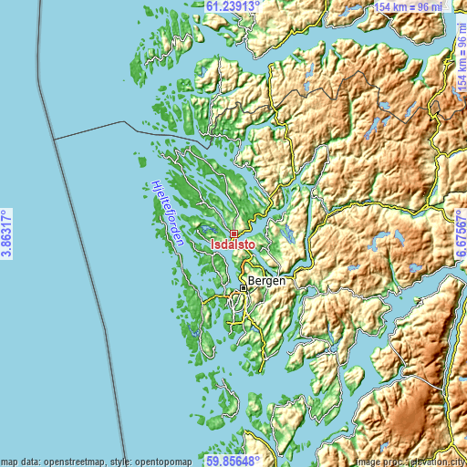 Topographic map of Isdalstø