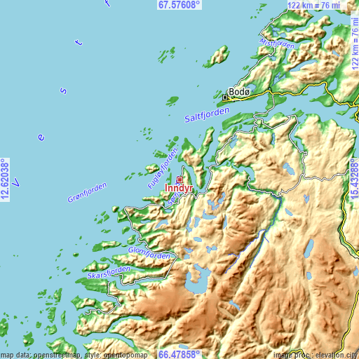 Topographic map of Inndyr