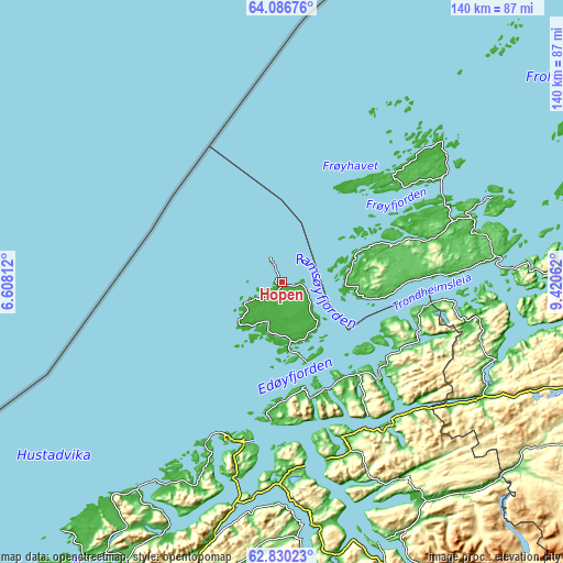 Topographic map of Hopen