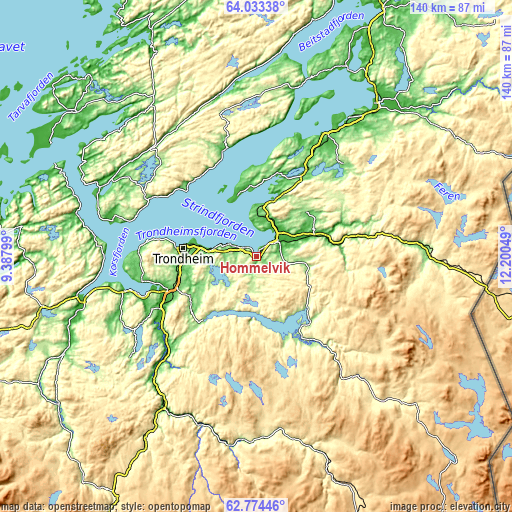 Topographic map of Hommelvik