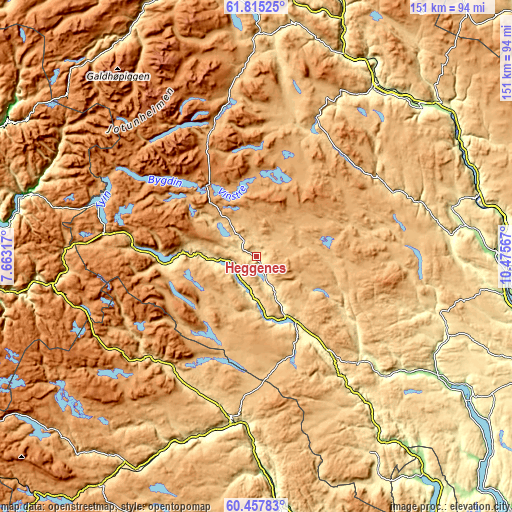 Topographic map of Heggenes