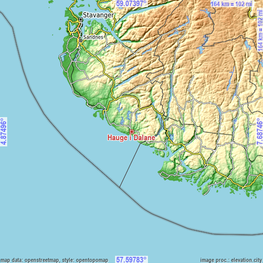 Topographic map of Hauge i Dalane