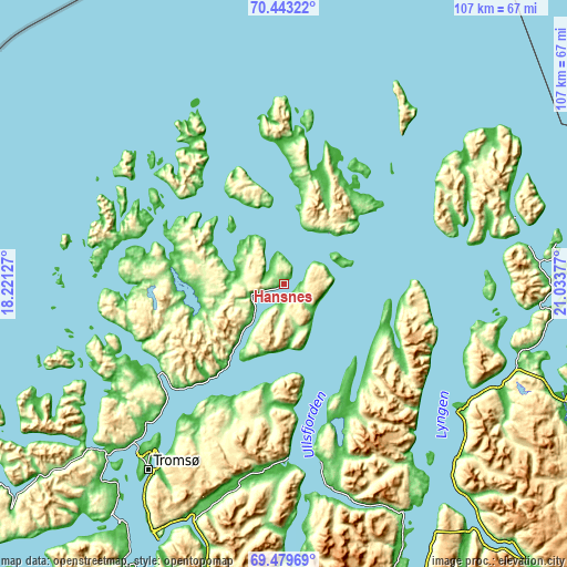 Topographic map of Hansnes