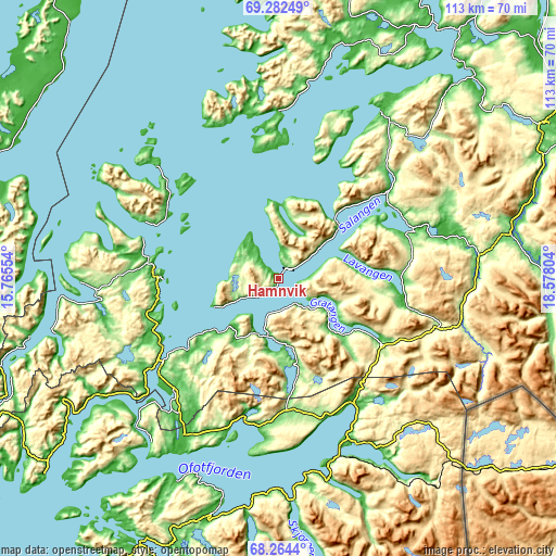 Topographic map of Hamnvik