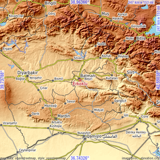 Topographic map of Erköklü