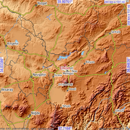 Topographic map of Erkilet