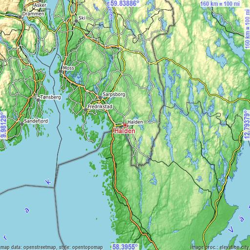 Topographic map of Halden