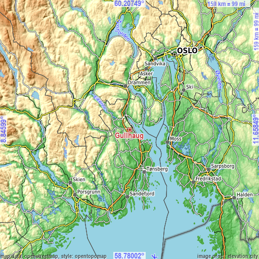 Topographic map of Gullhaug