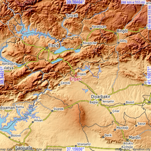 Topographic map of Ergani