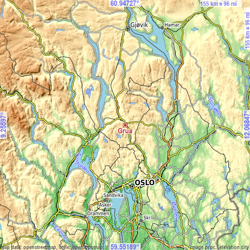 Topographic map of Grua