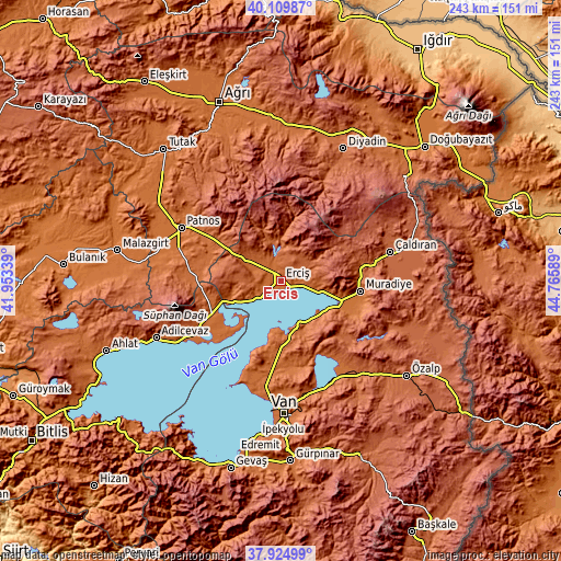 Topographic map of Erciş