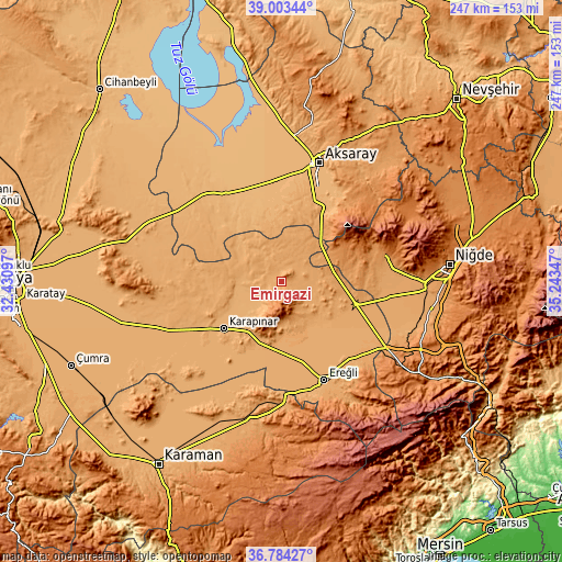 Topographic map of Emirgazi