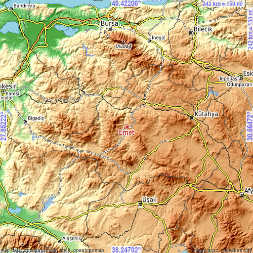 Topographic map of Emet