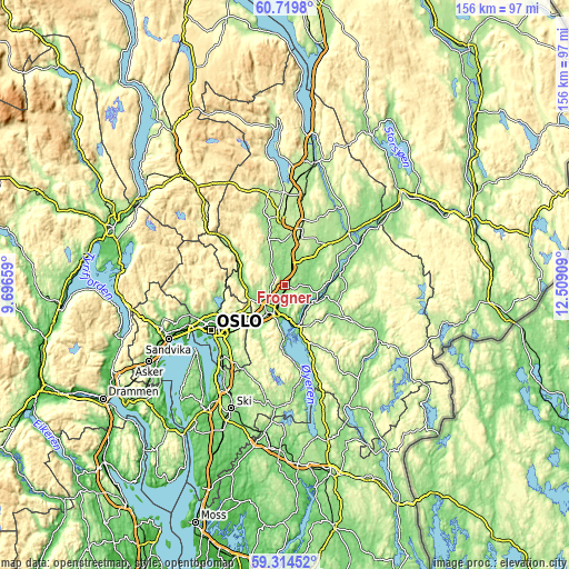 Topographic map of Frogner
