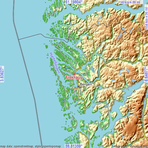 Topographic map of Frekhaug