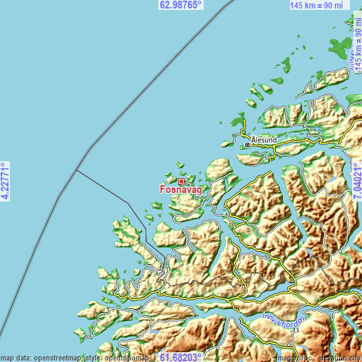 Topographic map of Fosnavåg