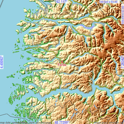 Topographic map of Førde