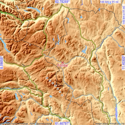 Topographic map of Folldal