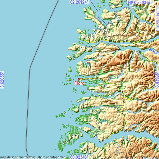 Topographic map of Florø