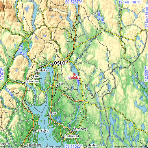 Topographic map of Flateby