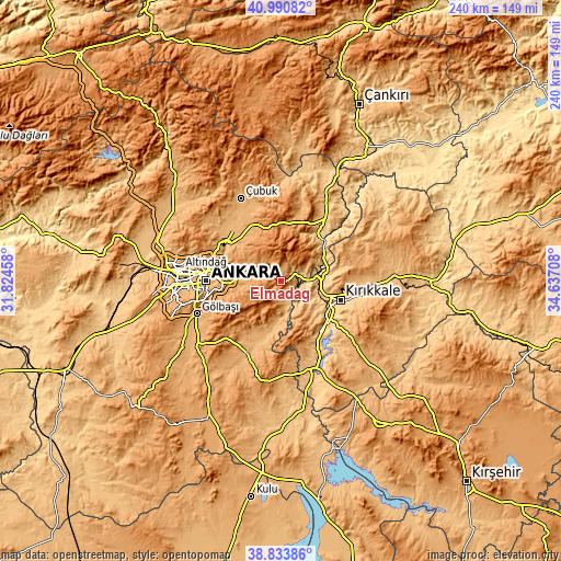 Topographic map of Elmadağ