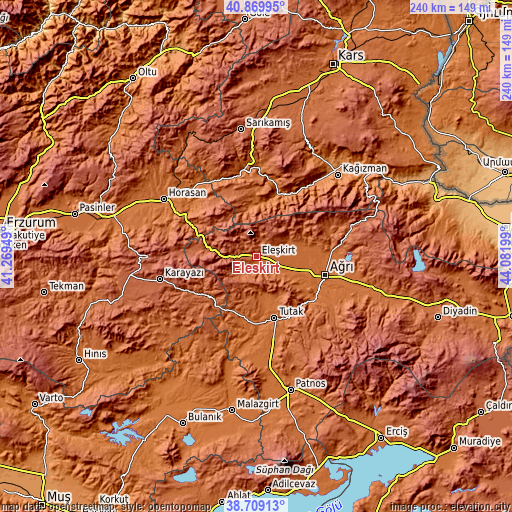 Topographic map of Eleşkirt