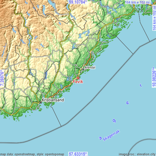 Topographic map of Fevik