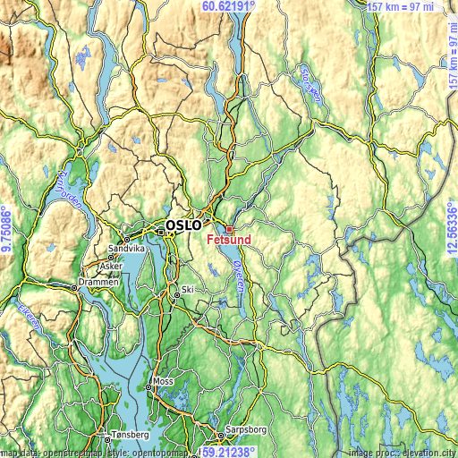 Topographic map of Fetsund