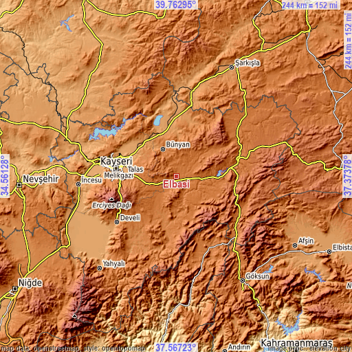 Topographic map of Elbaşı