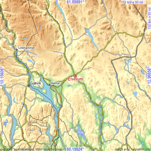 Topographic map of Elverum