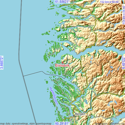 Topographic map of Eivindvik