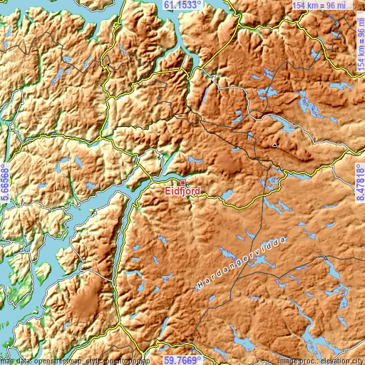 Topographic map of Eidfjord