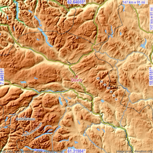 Topographic map of Dovre